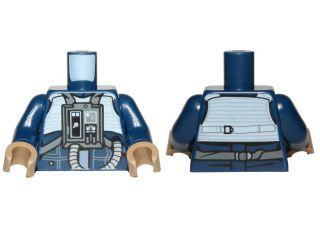 973pb2497c01 | Torso SW Rebel U-wing / Y-wing Pilot with Sand Blue Vest and Dark Bluish Gray Front Panel with Hose Pattern / Dark Blue Arms / Dark Tan Hands | LEGOPART