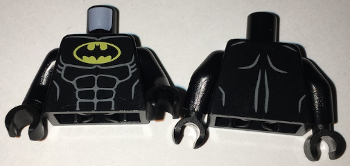 973pb2541c01 | Torso Batman Logo in Yellow Oval with Muscles Pattern / Black Arms / Black Hands | LEGOPART