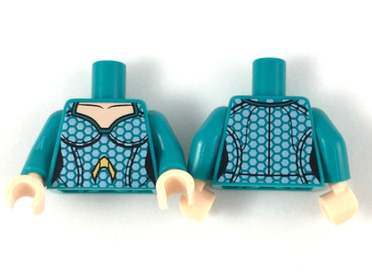 973pb3284c01 | Torso Female Light Nougat Neck, Silver Hexagonal Scales, Gold Atlantis Logo Pattern / Dark Turquoise Arms / Light Nougat Hands | LEGOPART