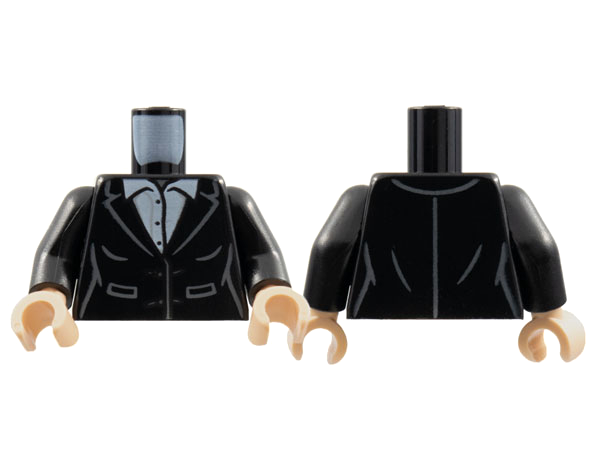 973pb4387c01 | Torso Female Suit Jacket, White Button Up Shirt Pattern / Black Arms / Light Nougat Hands | LEGOPART