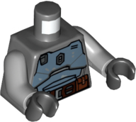 973pb4531c01 | Torso SW Mandalorian Sand Blue Beskar Armor Plates, Dark Brown Belt with Pouches with Silver Buttons Pattern / Light Bluish Gray Arms / Black Hands | LEGOPART