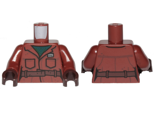 973pb4762c01 | Torso SW Jacket, Pockets, Dark Brown Belt and Dark Green Undershirt Pattern / Reddish Brown Arms / Dark Brown Hands | LEGOPART