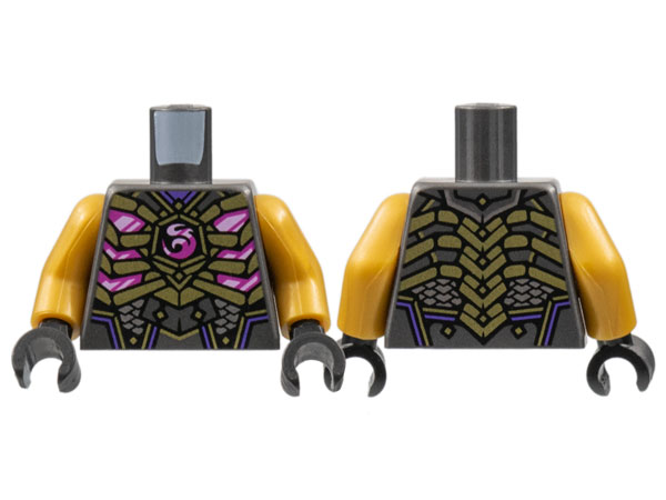 973pb4790c01 | Torso Armor, Gold Ribs, Magenta Dragon Logo and Trim, Silver Scales Pattern / Pearl Gold Arms / Black Hands | LEGOPART