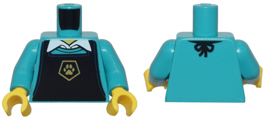 973pb5499c01 | Torso Black Apron with Gold Pentagon and Paw Print over Shirt with White Collar Pattern / Dark Turquoise Arms / Yellow Hands | LEGOPART