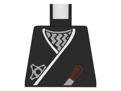 973px11 | Torso Castle Ninja Wrap, Brown Dagger, Silver Star, Silver Zigzags Pattern | LEGOPART