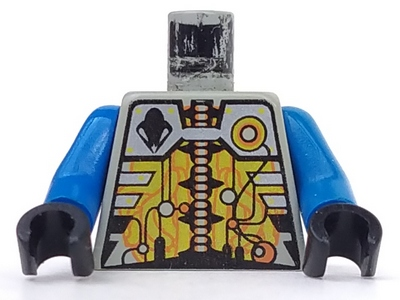 973px132c01 | Torso Space UFO Silver and Gold Circuitry Pattern / Blue Arms / Black Hands | LEGOPART