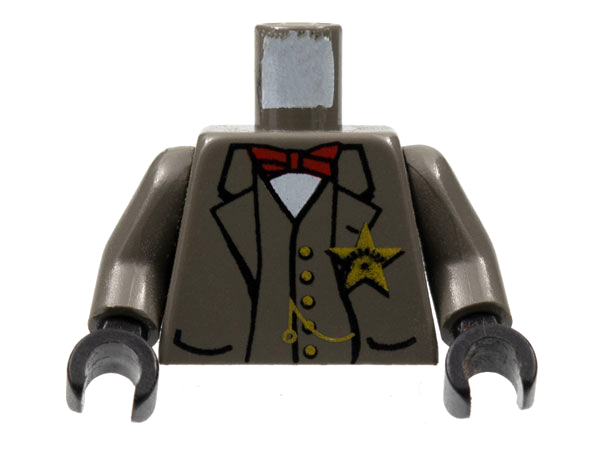 973px161c01 | Torso Western Sheriff Star Badge, Vest, Red Bow Tie and Watch Fob Pattern | LEGOPART