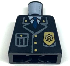 973px431 | Torso Police Jacket with Pocket, Gold Badge and Blue Tie Pattern | LEGOPART