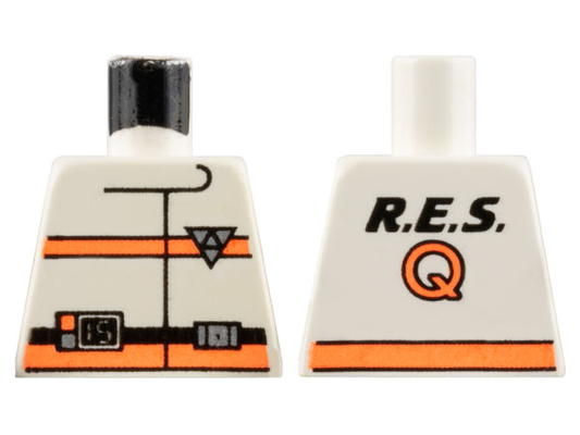 973px79 | Torso Res-Q Orange Stripes, 15 on Belt and Back Logo Pattern | LEGOPART