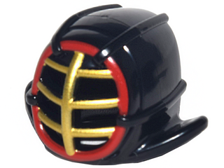 98130pb03 | Minifigure, Headgear Helmet Ninjago Kendo with Gold Grille Mask and Red Trim Pattern | LEGOPART