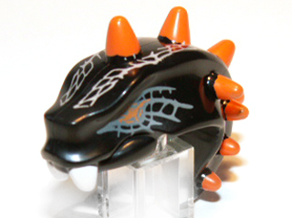 98145pb02 | Minifigure, Head, Modified Snake with Orange Horns and Silver Scales Pattern | LEGOPART