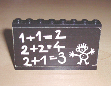 BA016pb01 | Stickered Assembly 8 x 1 x 5 with Classroom Blackboard and 1+1=2 Pattern | LEGOPART