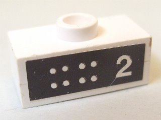 BA049pb02 | Stickered Assembly 2 x 1 x 2/3 with 8 Dots and Number 2 on Black Background Pattern | LEGOPART