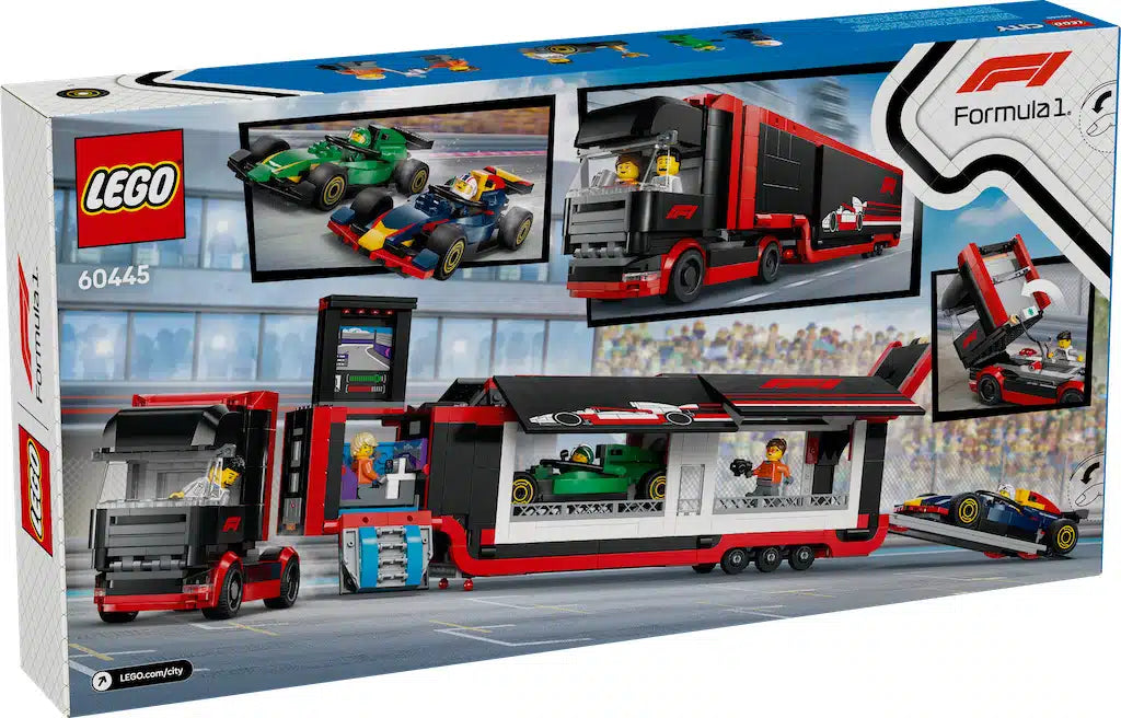 F1 Truck with RB20 & AMR24 F1 Cars LEGO 60445