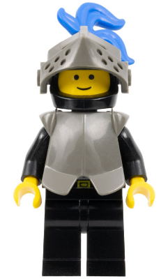 Breastplate - Armor over Black, Black Helmet, Dark Gray Visor, Blue 3-Feather Plume LEGO cas173