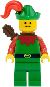 Forestman - Red, Green Hat, Red Plume, Quiver LEGO cas323 | Fyrebrick.be