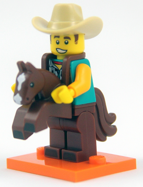 Cowboy Costume Guy, Series 18 (Complete Set with Stand and Accessories) LEGO