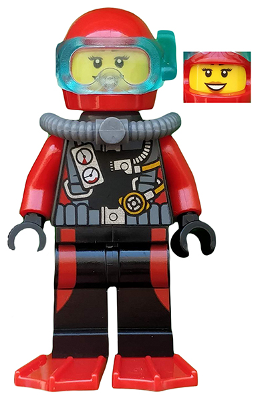 Scuba Diver, Female, Red Flippers LEGO cty0559 | Fyrebrick.be