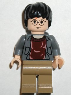 Harry Potter - Dark Bluish Gray Open Shirt Torso, Dark Tan Legs LEGO hp041