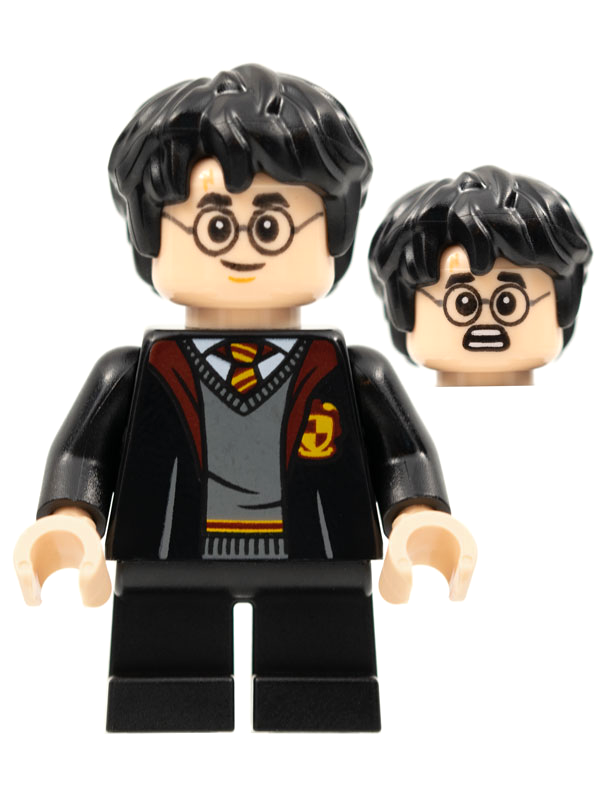 Harry Potter - Gryffindor Robe Open, Black Short Legs, Grin / Scared Head LEGO hp314