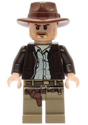 Indiana Jones - Dark Brown Jacket, Reddish Brown Fedora, Closed Mouth Lopsided Grin LEGO iaj001