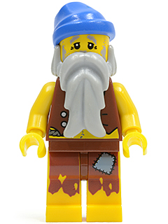 Pirate Vest and Anchor Tattoo, Gray Beard, Blue Bandana (Castaway) LEGO pi100