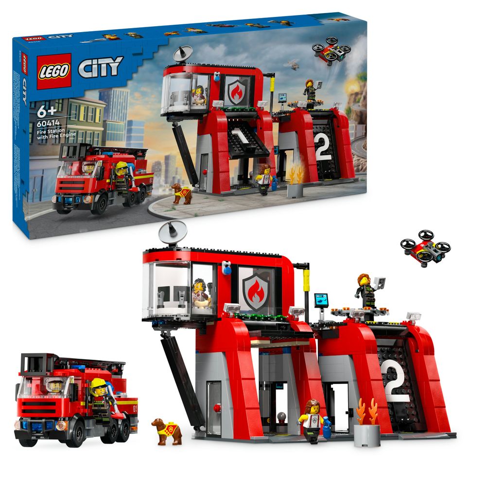 Brandweerkazerne met brandweerwagen LEGO 60414