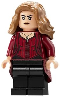 The Scarlet Witch (Wanda Maximoff) - Plain Black Legs, Medium Nougat Hair, Dark Red Cloth Skirt LEGO sh0897