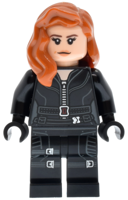 Black Widow - Black Jumpsuit, Dark Orange Mid-Length Hair, Printed Legs, Black Hands, Dark Brown Eyebrows LEGO sh1012