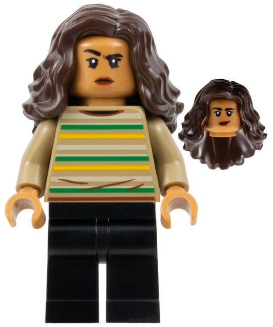 MJ (Michelle Jones) - Dark Tan Striped Sweater, Dark Brown Wavy Hair LEGO sh894