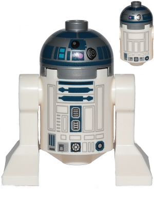 Astromech Droid, R2-D2 - Flat Silver Head, Dark Pink Dots, Large Receptor, Back Printing LEGO sw1202