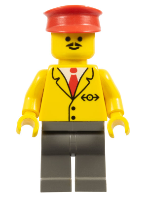 Railway Employee 5, Dark Gray Legs, Red Hat LEGO trn061