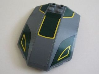 x224pb026 | Windscreen 8 x 6 x 2 Curved with Yellow Lines and Dark Green Pattern | LEGOPART