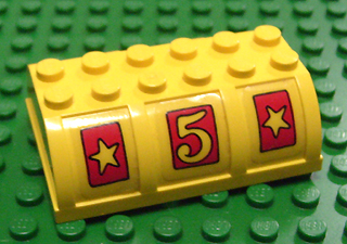 x517pb03 | Container, Trunk Lid 4 x 6 x 1 2/3 With Yellow Stars and Yellow #5 Pattern | LEGOPART