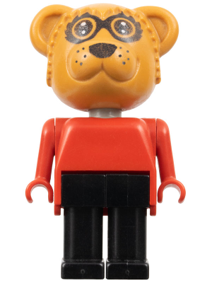 Fabuland Bear - Roger Raccoon, Black Legs, Red Top, Small Eyes Mask LEGO fab12a